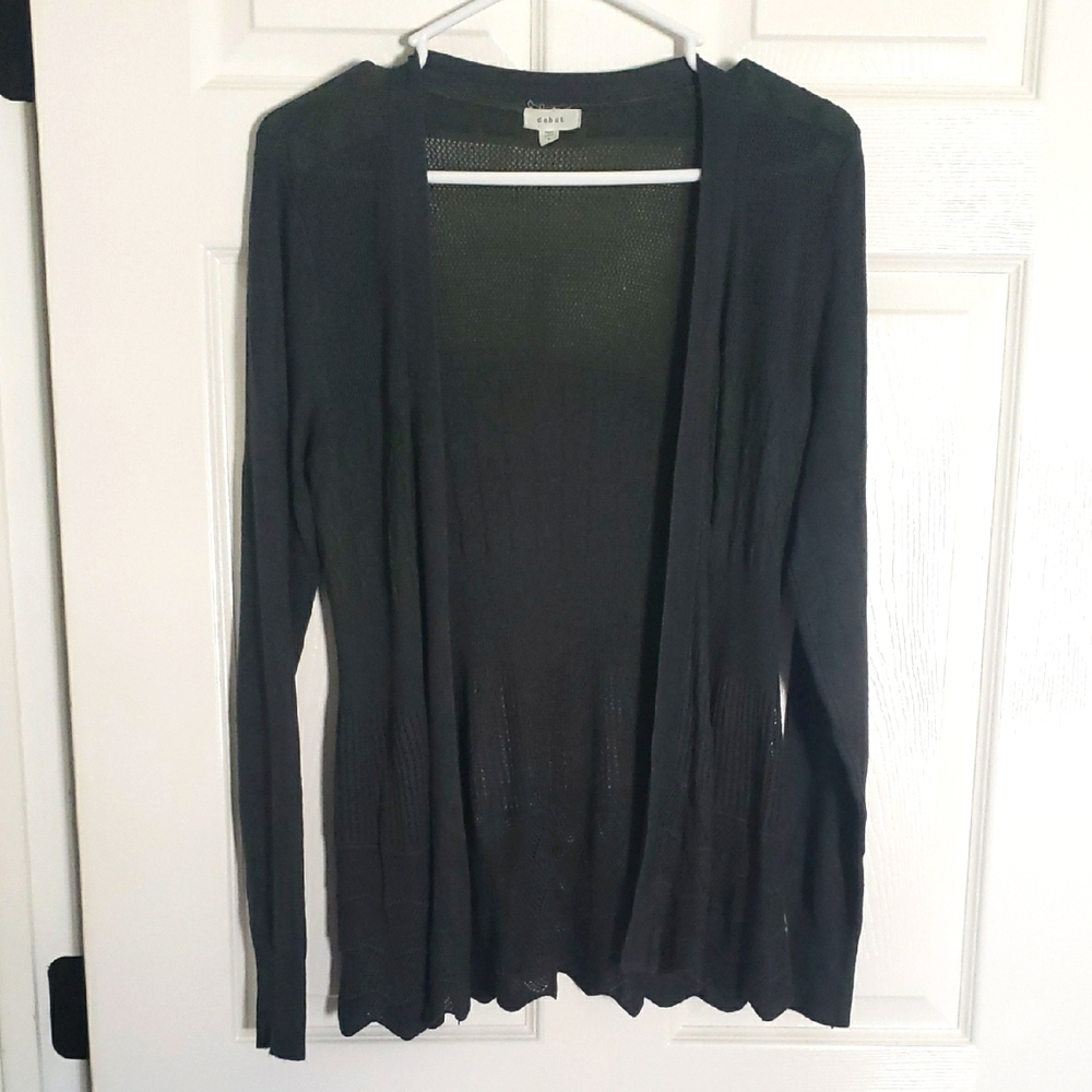 Green Open Front Cardigan Sweater